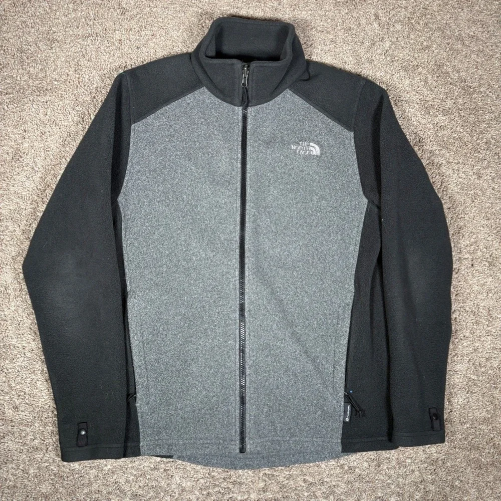 Mens The North Face FlashDry Full Zip Fleece Jacket Gray Black S